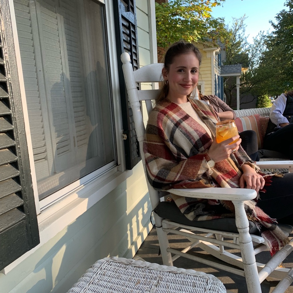 plaid open poncho